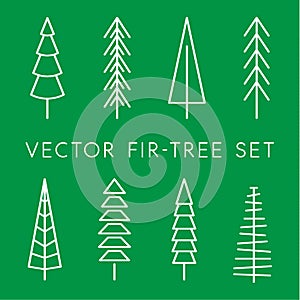 Tree vector icon set. Pine line, linear, outline logo. Isolated nature icons. Simple flat vector illustration for