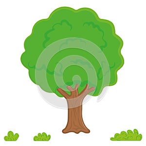 tree vector, Leaves, garden. Cartoon Forest or Park Tree, Gradient Isolated on White Background