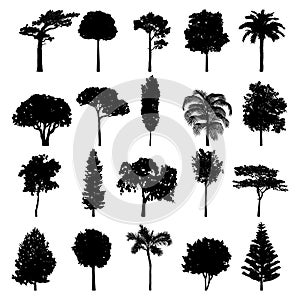 Tree vector set vector tree png.silhouette black tree