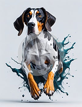 Treeing Walker Coonhound Dog white background Splash Art 2