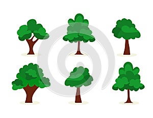 Trees cartoon set. Vector