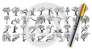 Trees doodle set