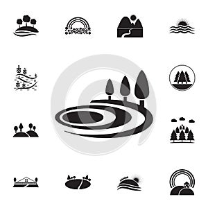 trees by the field icon. Detailed set of landscapes icons. Premium graphic design. One of the collection icons for websites, web