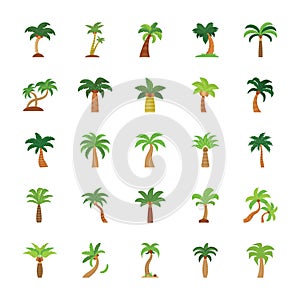 Trees Flat Icons Set