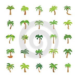 Trees Flat Icons Set