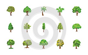 Trees Flat Vector Icons Pack photo