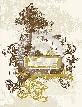 Trees, flower, flying birds