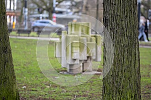 Trees In The Front And Statue Horizontale Compositie At Amsterdam The Netherlands 30-1-2022