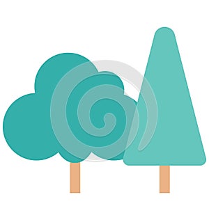 Trees, Garden Color Isolated Vector Icon