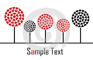 Trees with hearts on a white background