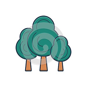 Color illustration icon for Trees, plant and greenstuff