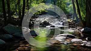 trees light rays water