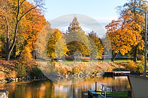 Autumn by Gota Canal in Motala Sweden photo