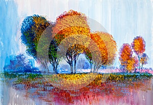 Trees, oil painting, artistic background