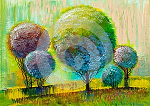 Trees, oil painting, artistic background