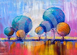 Trees, oil painting, artistic background