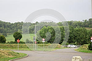 Trees plants grass and greenery in the highway of Rosenheim new autobahn Germany