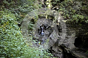 Trees and rivers find way in the rock formations at Watkins Glen, NY State Park