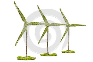 Trees in the shape of wind turbines. Renewable energy concept, 3