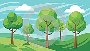 Trees sway in the breeze. Vector illustration. photo