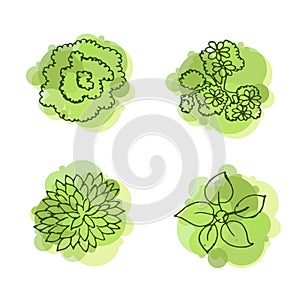 Trees top view for landscape vector illustration.