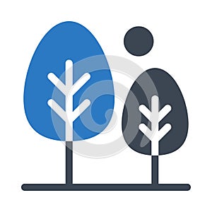 Trees glyph color flat vector icon