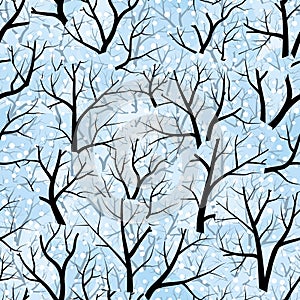 Trees. Winter (seamless vector wallpaper)