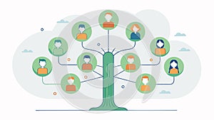 A treeshaped diagram with the trunk representing the origin of the rumor and the branches representing different groups