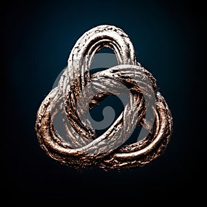 Trefoil knot on a black background.