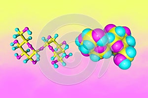 Trehalose or mycose sugar molecule. It is a disaccharide consisting of two molecules of glucose. 3d illustration