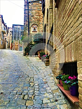 Treia town in the province of Macerata, Marche region, Italy. History, time and tourism