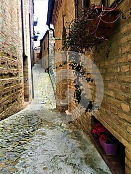 Treia town in the province of Macerata, Marche region, Italy. History, time and tourism