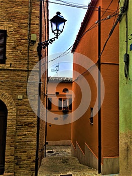 Treia town in the province of Macerata, Marche region, Italy. History, time and tourism