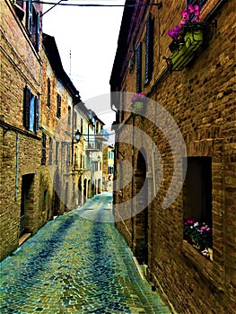 Treia town in the province of Macerata, Marche region, Italy. History, time and tourism