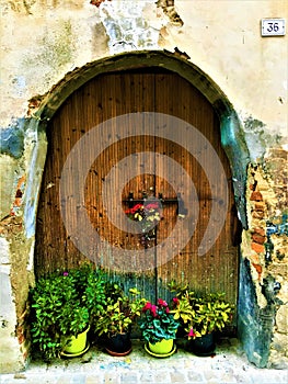 Treia town in the province of Macerata, Marche region, Italy. History, time and tourism