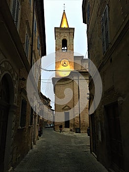 Treia town in the province of Macerata, Marche region, Italy. History, time and tourism
