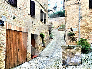 Treia town in the province of Macerata, Marche region, Italy. History, time and tourism