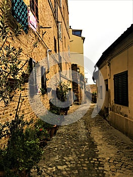 Treia town in the province of Macerata, Marche region, Italy. History, time and tourism