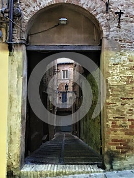 Treia town in the province of Macerata, Marche region, Italy. History, time and tourism