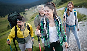 Trek Hiking Destination Experience Adventure Happy Lifestyle Concept