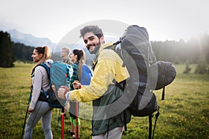 Trek Hiking Destination Experience Adventure Happy Lifestyle Concept