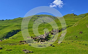 Trek from Omalo to Shatili through Atsunta Pass, Georgia.