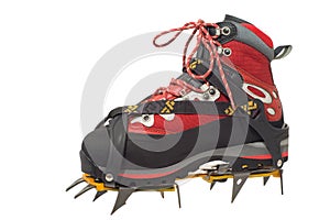 Treking boot with crampon photo