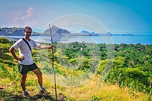 Trekker on the Komodo island