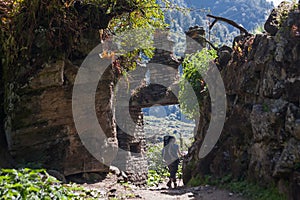 Trekker in lower Himalayas