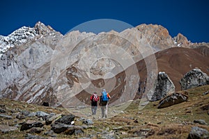 Trekker on Manaslu circuit trek in Nepal