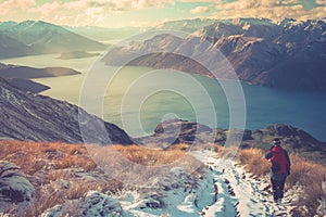 Trekker on a Mount Roy photo