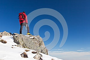 Trekker observes the horizon