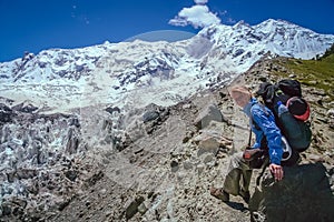 Trekker on the rock