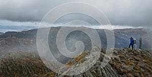 Trekker on top of Mount Ulriken